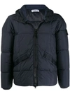 Stone Island Men's Quilted Down Hooded Jacket In Blue