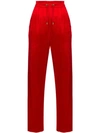 Balmain Straight-leg Velour Track Pants In Red