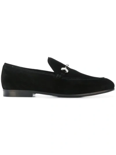 Jimmy Choo Marti Suede Loafers With Metallic Horsebit In Black