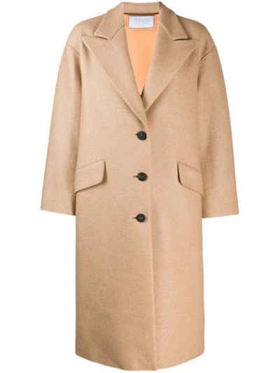 Harris Wharf London Single Breasted Midi Coat In Brown