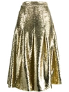 Simone Rocha Sequin Pleated Midi Skirt In Gold