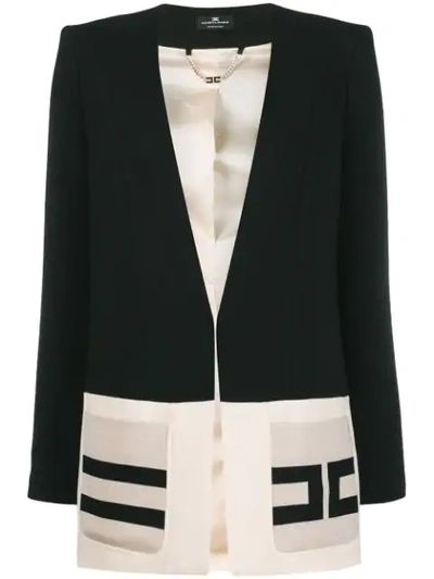 Elisabetta Franchi Zweifarbiger Blazer In 685 Nero/burro