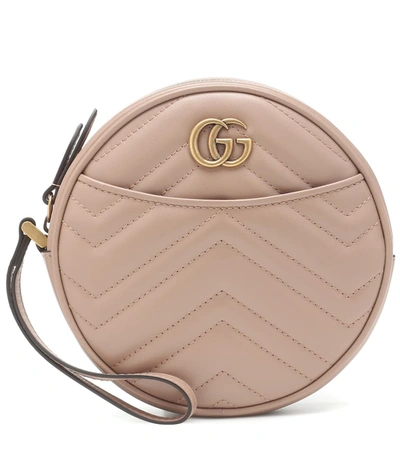 Gucci Gg Marmont Small Leather Clutch In Pink