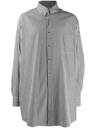 Maison Margiela Oversized Striped Shirt In Black ,white