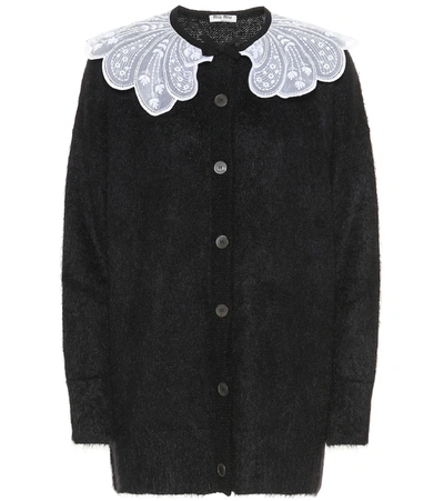 【専用】MIU MIU mohair cardigan 38 Miu Miu Mohair Intarsia-Logo Cardigan - Pink | Editorialist