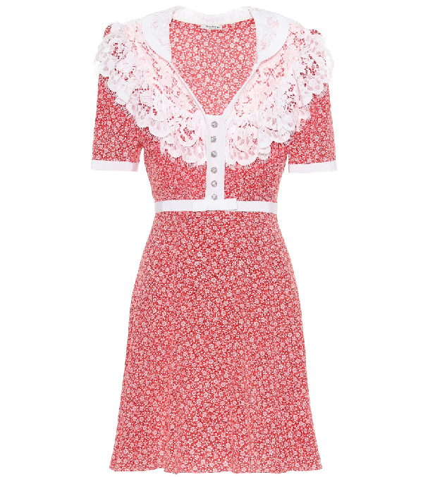 red floral silk dress