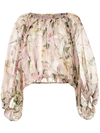 Dolce & Gabbana Lily-printed Blouse In Pink