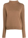 Aspesi Roll-neck Fitted Sweater In Brown
