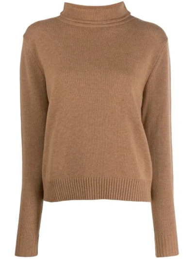 Aspesi Roll-neck Fitted Sweater In Brown
