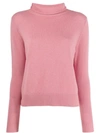 Aspesi Roll-neck Fitted Sweater In Pink