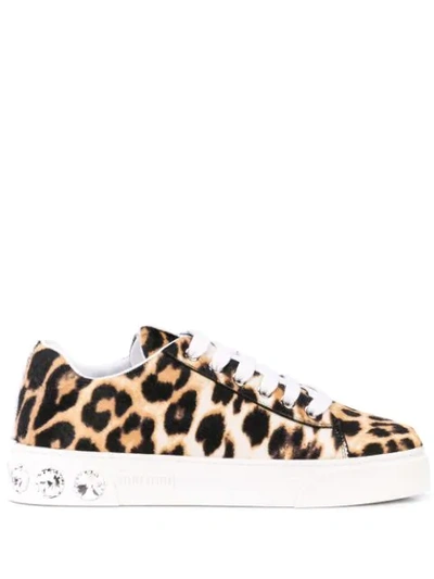 Miu Miu Leopard Print Trainers In Brown