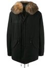 Mr & Mrs Italy Zipped Parka Coat In Black