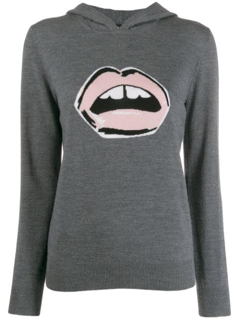 Markus Lupfer Knit Logo Print Hoodie In Grey | ModeSens