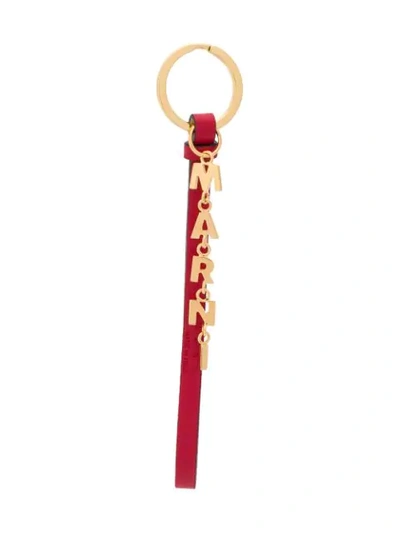 Marni Hanging Logo Keychain In Red