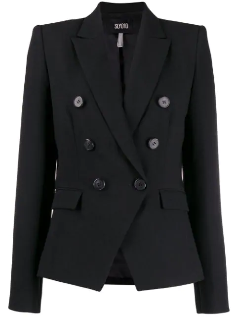 Sly010 Fitted Double-breasted Blazer In Black | ModeSens