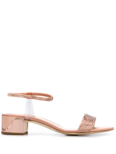 René Caovilla Open Toe Sandals In Pink