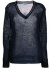 Prada Open Knit Jumper In Blue