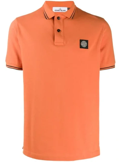 Stone Island Twin Tipped Polo Shirt In Orange