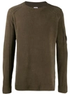 C.p. Company Lens Knitted Sweatshirt In Green