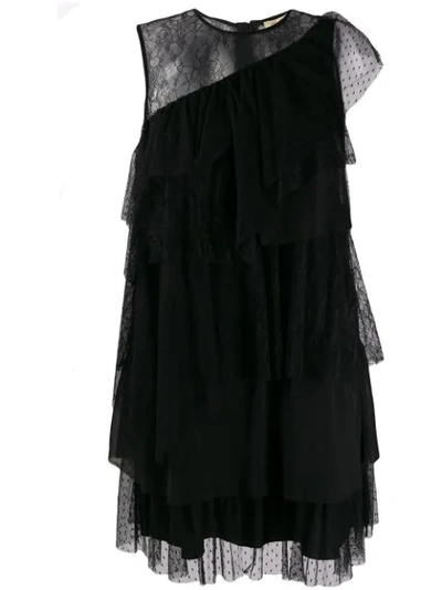 Liu •jo Ruffled Lace Dress In Black