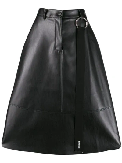 Brognano Faux-leather Flared Skirt In Black