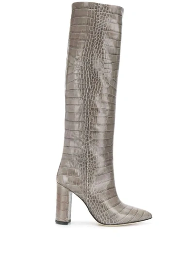 Paris Texas Crocodile Effect Boots In Grey