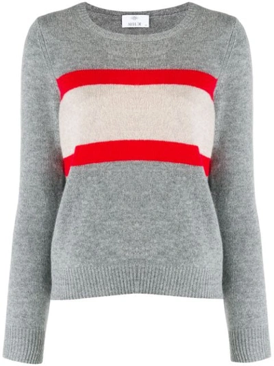 Allude Colour-block Knit Sweater In Grey