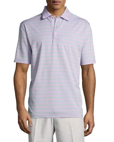 Peter Millar Tradeshow Striped Stretch-jersey Polo Shirt In Violet
