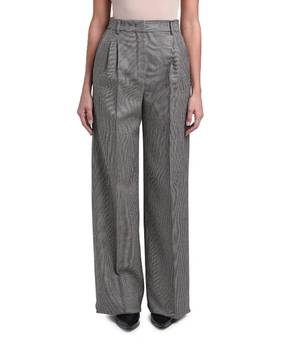 Fendi Pixel-wool Wide-leg Pants In Black/white