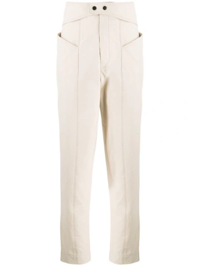 Isabel Marant Lixy High-rise Cotton-twill Trousers In Beige