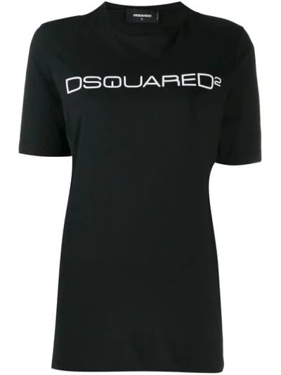 Dsquared2 Logo Cotton Jersey T-shirt In Black