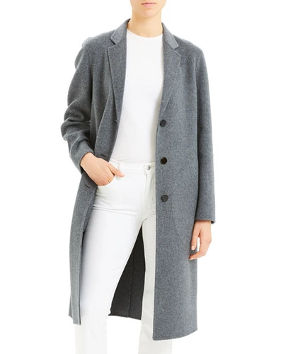 Theory New Divide Luxe Classic Coat In Dark Grey Melange | ModeSens
