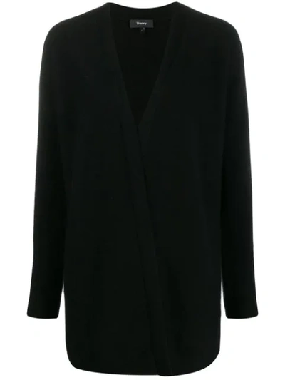Theory Open Front Cashmere Cardigan In Black