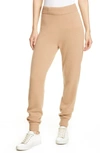 Theory Cashmere Jogger Pants With Whipstitch Trim In Camel