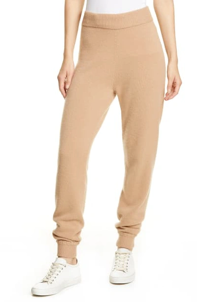 Theory Cashmere Jogger Trousers With Whipstitch Trim In Camel