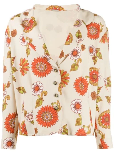 Dodo Bar Or Peggy Floral-print Crepe Top In Yellow