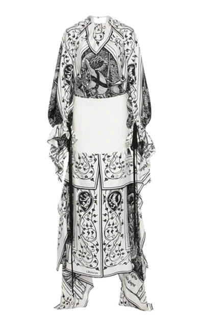 Lanvin Printed Silk Halter-neck Maxi Dress In Black/white