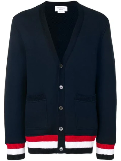 Thom Browne Oversized Chunky Loopback Cardigan In Blue