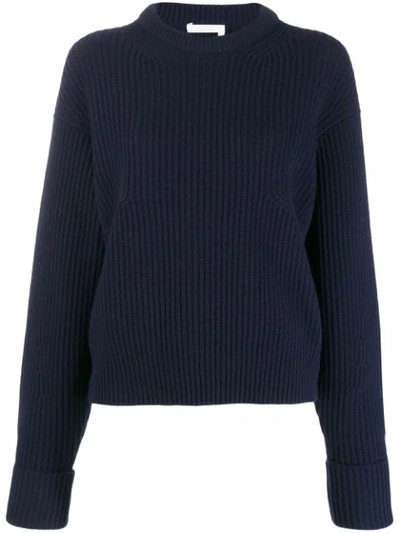Chloé Chloe Navy Wool And Cashmere Sweater In Stormy Night Blue