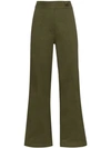 Usisi Stella Wide-leg Cropped Trousers In Green