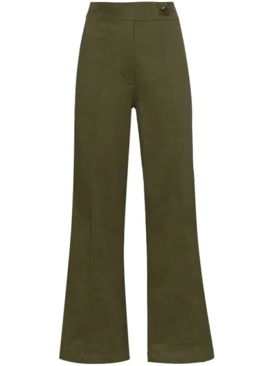 Usisi Stella Wide-leg Cropped Trousers In Green