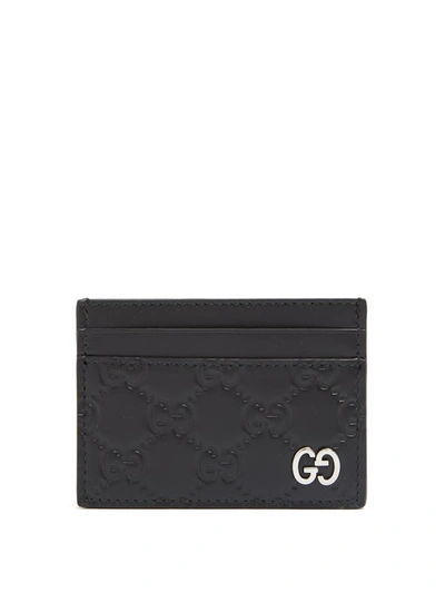 Gucci Gg-debossed Leather Cardholder In Black