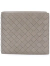 Bottega Veneta Intrecciato Weave Card Wallet In Grey