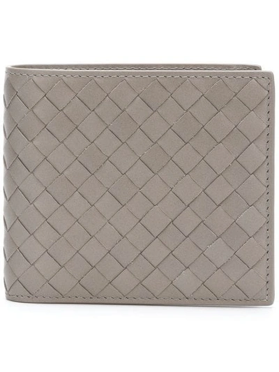 Bottega Veneta Intrecciato Weave Card Wallet In Grey
