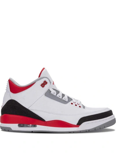 Jordan Air  3 Retro Fire Red Sneakers In White