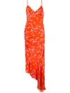 Nicholas Floral Draped Dress In Orange