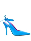 Attico Satin Heeled Pumps In Blue