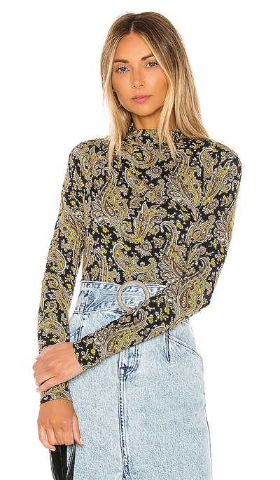 Joie Alaxandra Ruched Paisley Long-sleeve Tee In Golden Hour