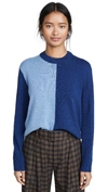 Theory Colorblocked Crewneck Cashmere Sweater In Brunnea Multi