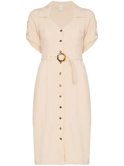 Usisi Daryl Buttoned Midi Dress In Neutrals